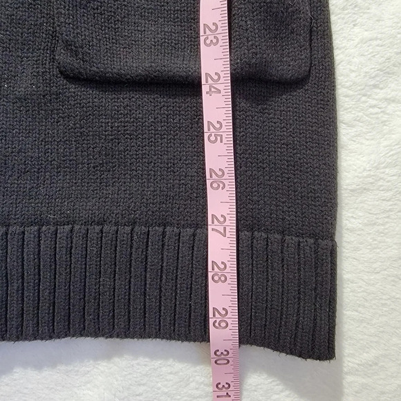 Tahari Chunky Knit Heavy Open Cardigan Hooded Gray Black Cream Colorblock Size M - Picture 8 of 8